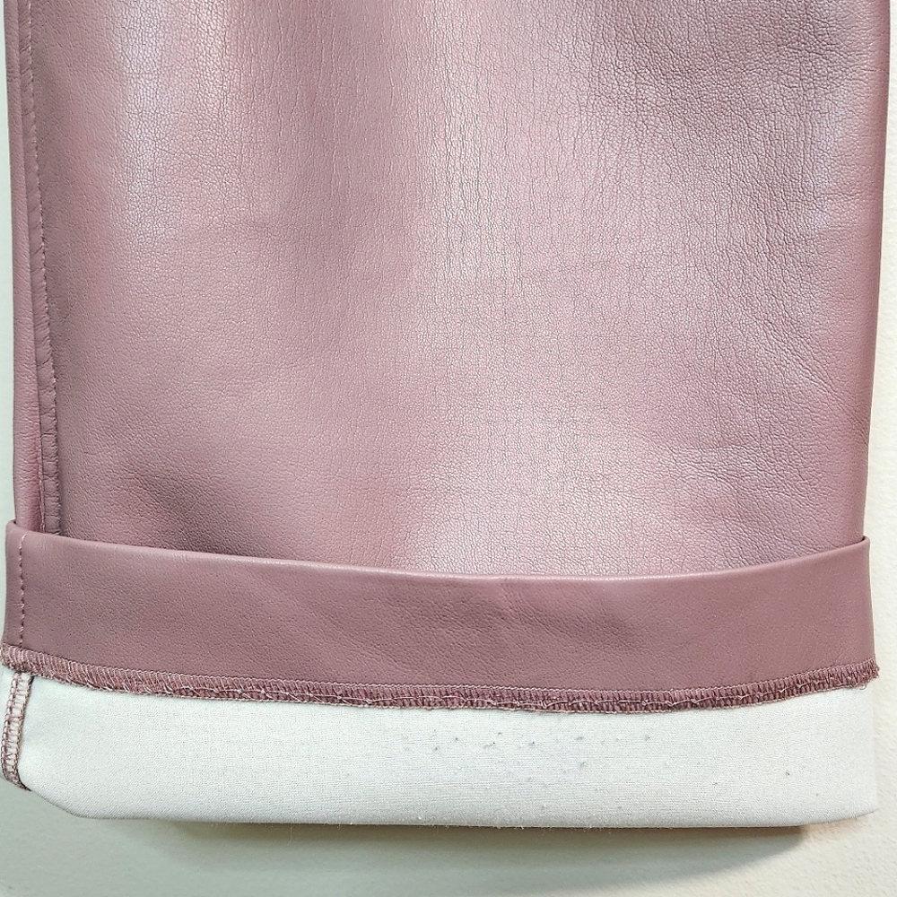 🌿 Aritzia Babaton Mauve Vegan Leather Wide Leg Pants, Size 6 ~ EUC - Picture 8 of 13
